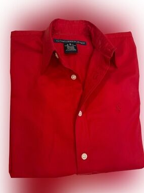 Ralph Lauren Sport Red Button Down Shirt Red Pony Logo Sz XS NWOT